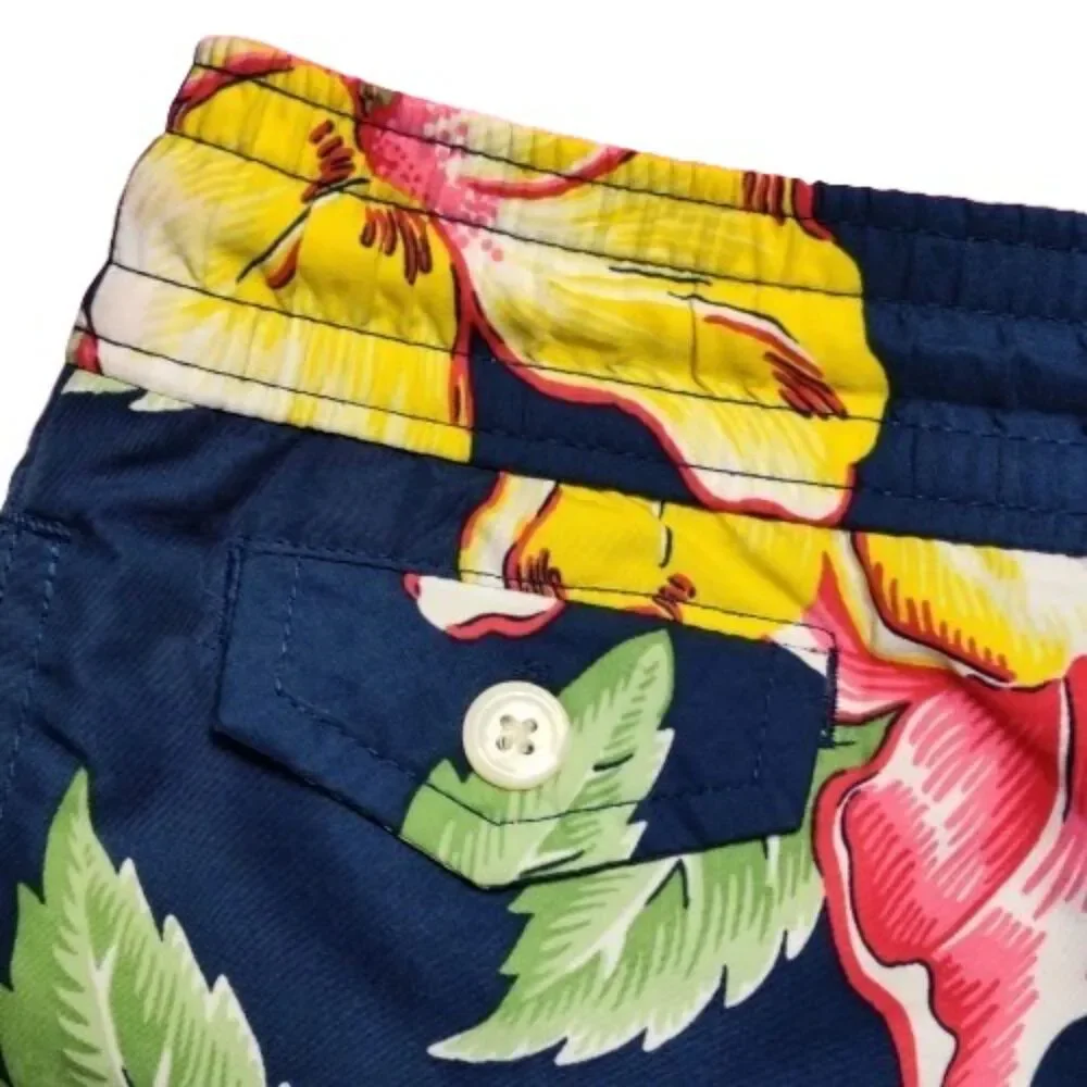 Polo Ralph Lauren Men’s Swim Shorts Large Floral Hawaiian Navy SZ Large